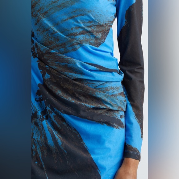 Stine Goya Leonora Dress Abstract Floral Long Sleeve Asymmetric Dress BROKEN ZIP - Picture 4 of 11